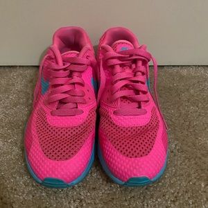 Pink and blue air max 95 flynit